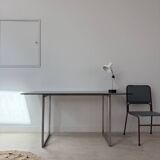 70s metal and smoked glass desk