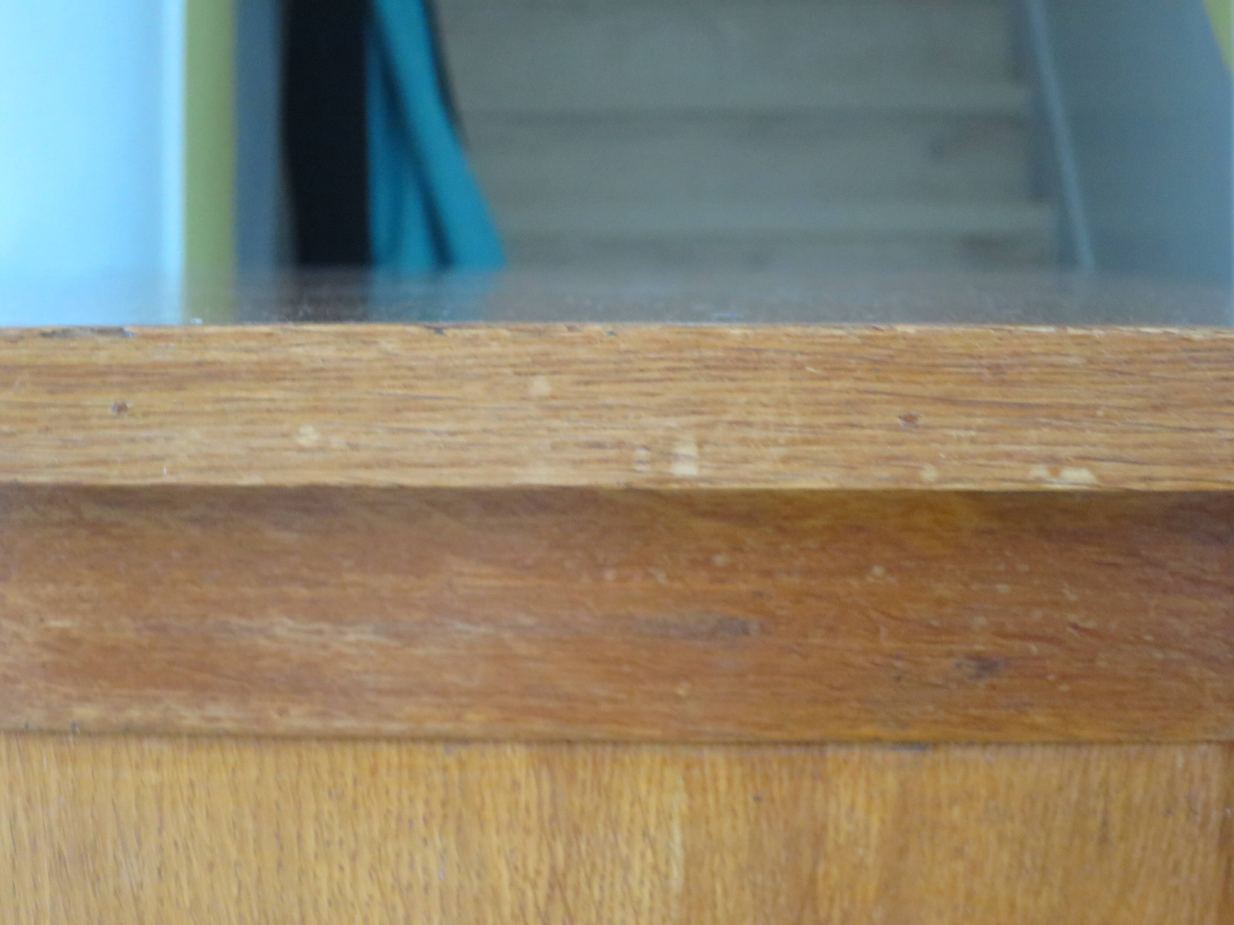 Vintage modernist desk - 5 drawers - shelf - 1950s - closure mechanism