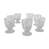 Suite of seven chiseled glasses art deco style