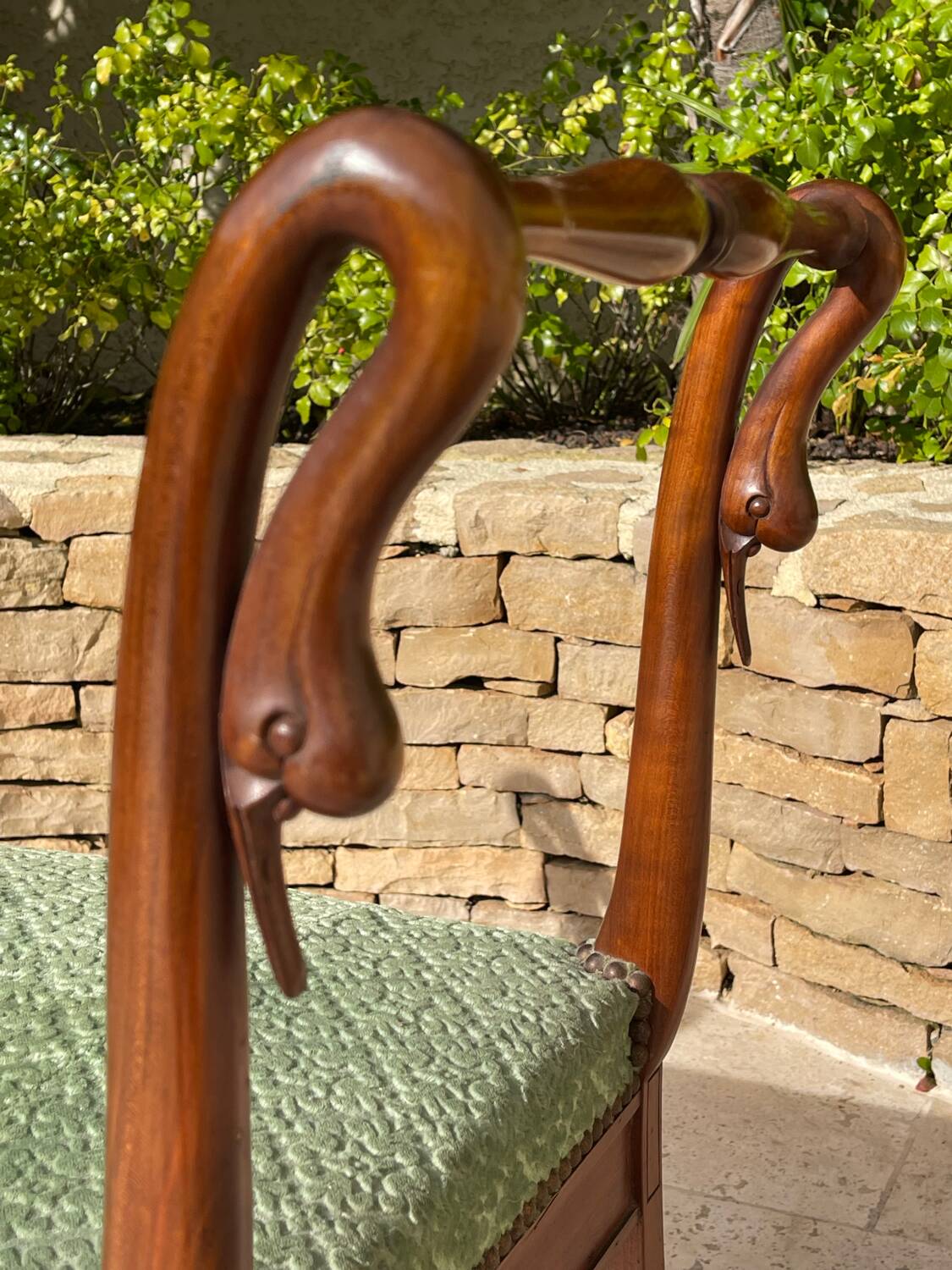 Empire Style Mahogany Swan Neck Bench