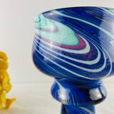 Coupe sur pied en verre multicouche à décor de forme libre Patrick Lepage