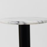 Postmodern pedestal table / plant stand in white Carrara marble, Italy, 1980s