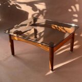 Scandinavian teak and smoked glass coffee table 1970