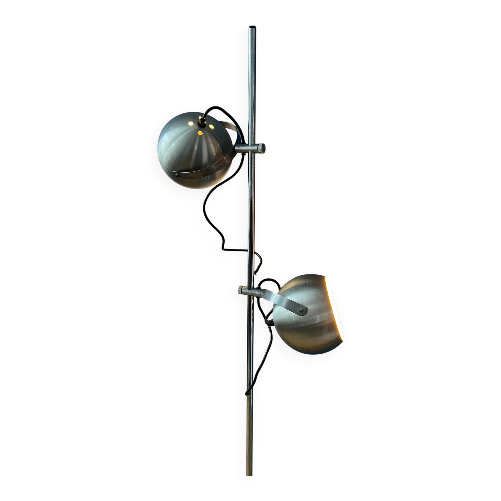 Mid-century vintage floor lamp Herda "Eyeball" in silver