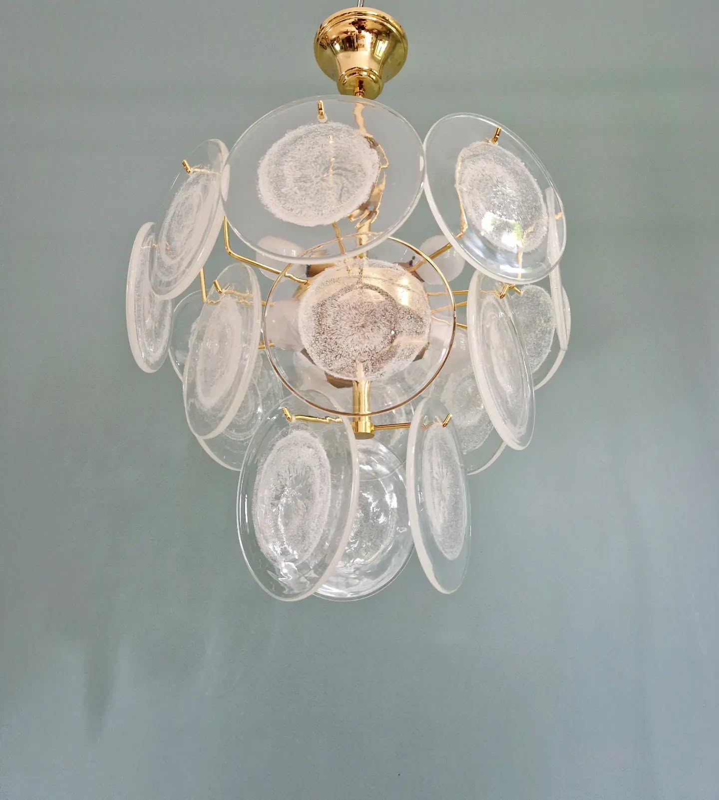 Murano glass disc chandelier, Italy, 1970s