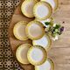 Set of 10 vintage white, yellow and gold dinner plates