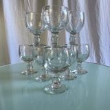 Vintage Biot-style bubbled stemmed glasses