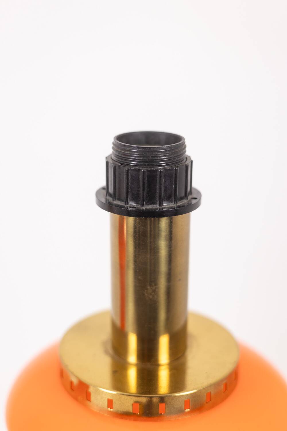 Pair of orange glass lamps. 1970s.