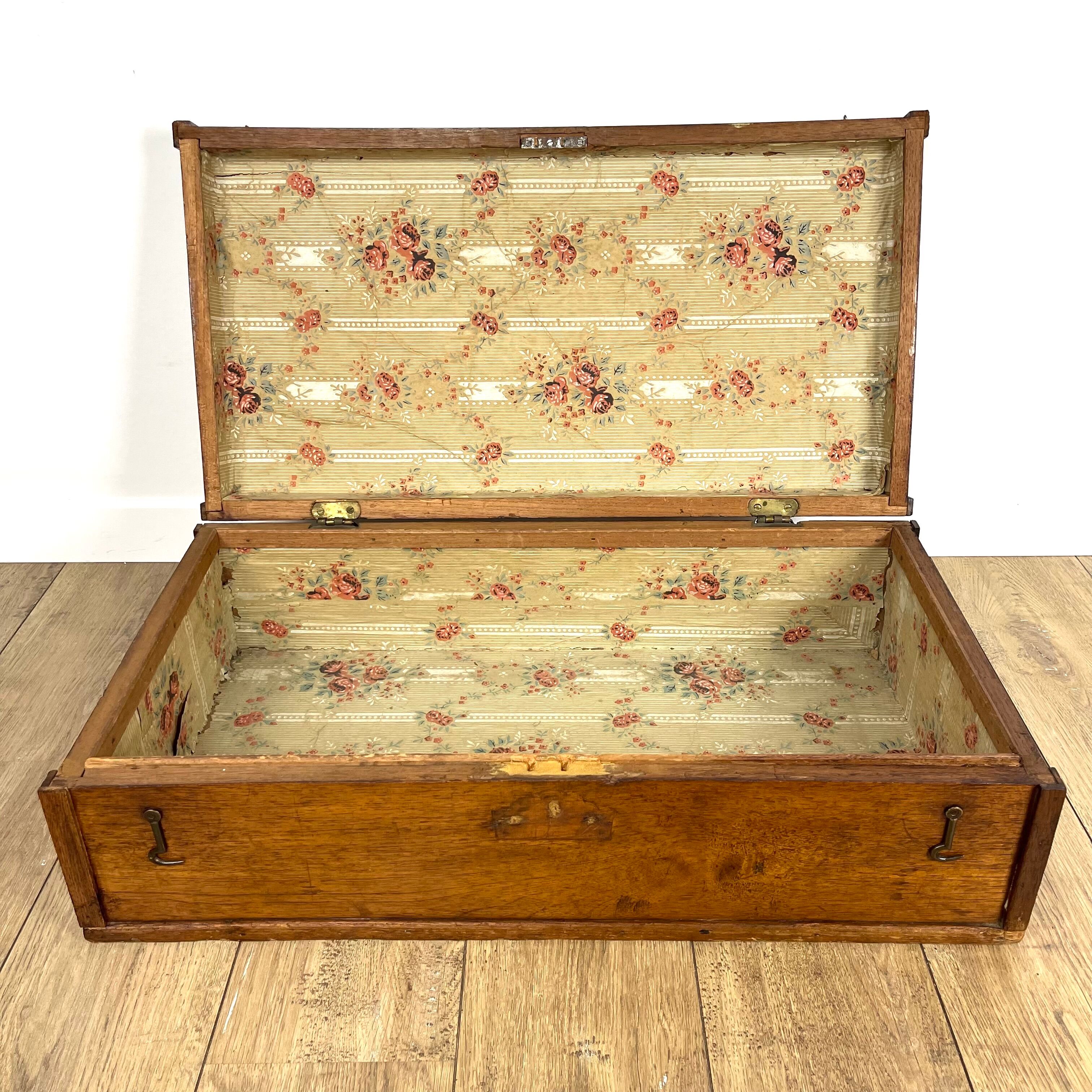 Old wooden travel chest