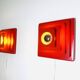 Multi-Layered Pyramid Wall Lamps In Red By Hustadt Leuchten, Germany 1970S