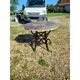 Vintage rattan table with reconstituted cement and stone top