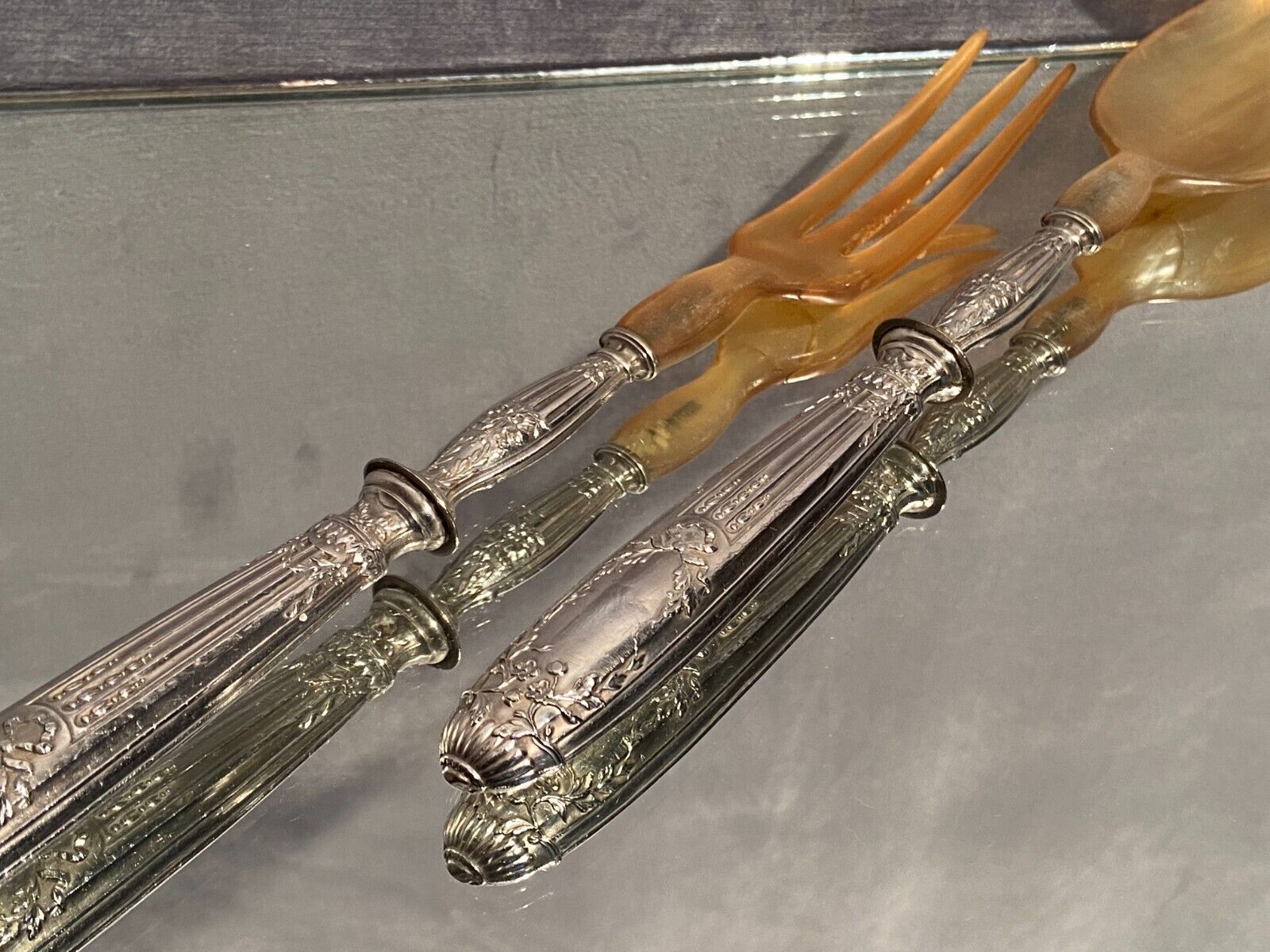Louis XVI style silver handled salad service