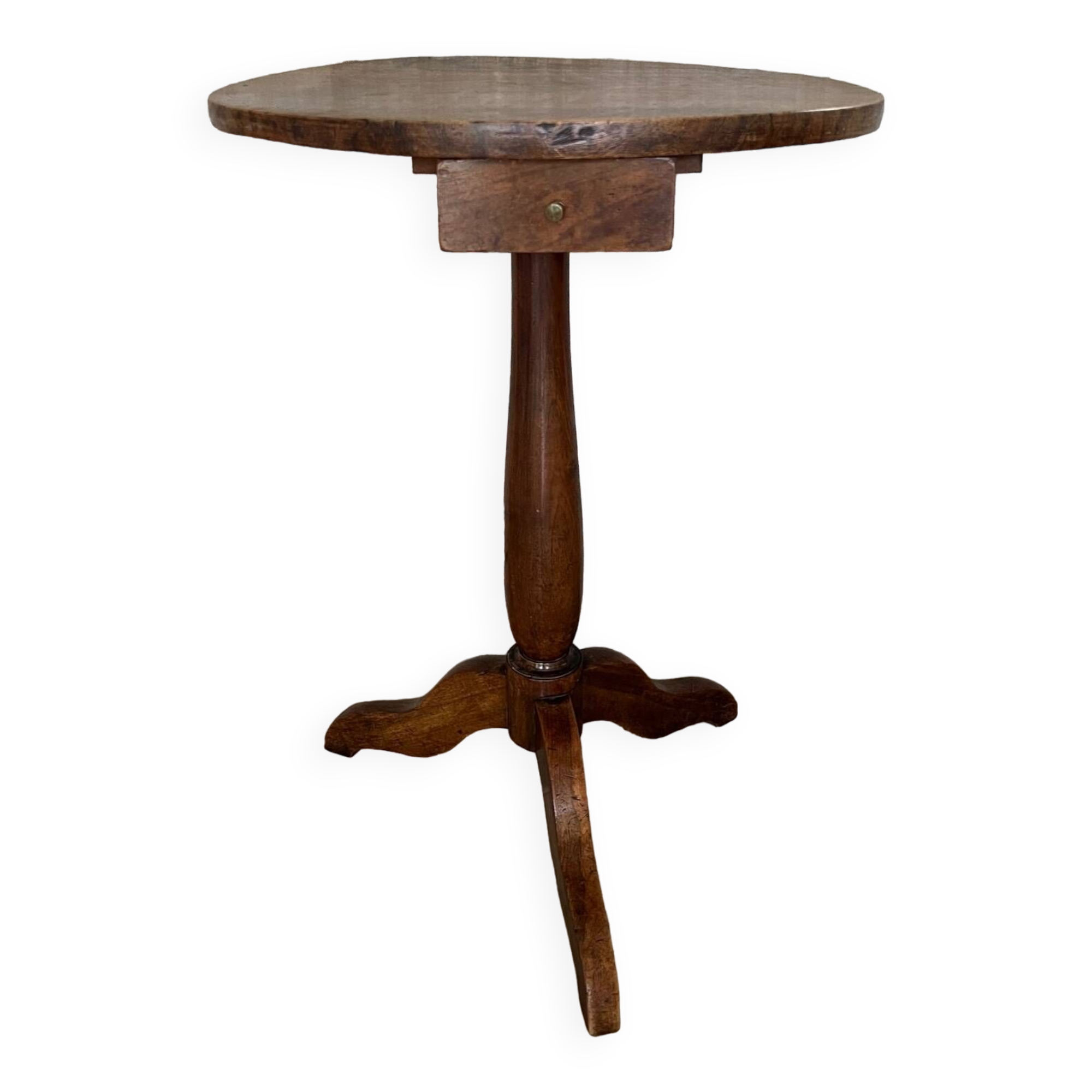 19th century tripod pedestal table in walnut Diam: 49cm