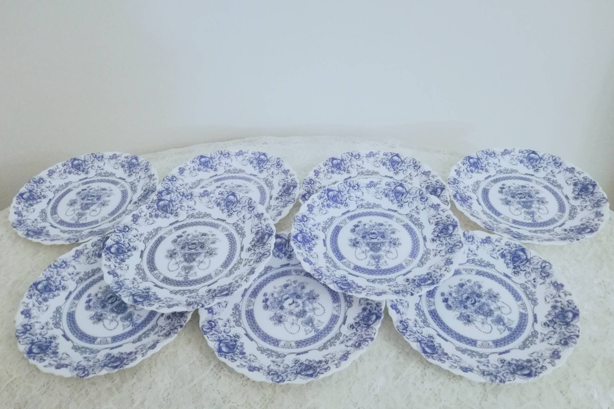 Lot de 9 assiettes à dessert vintage