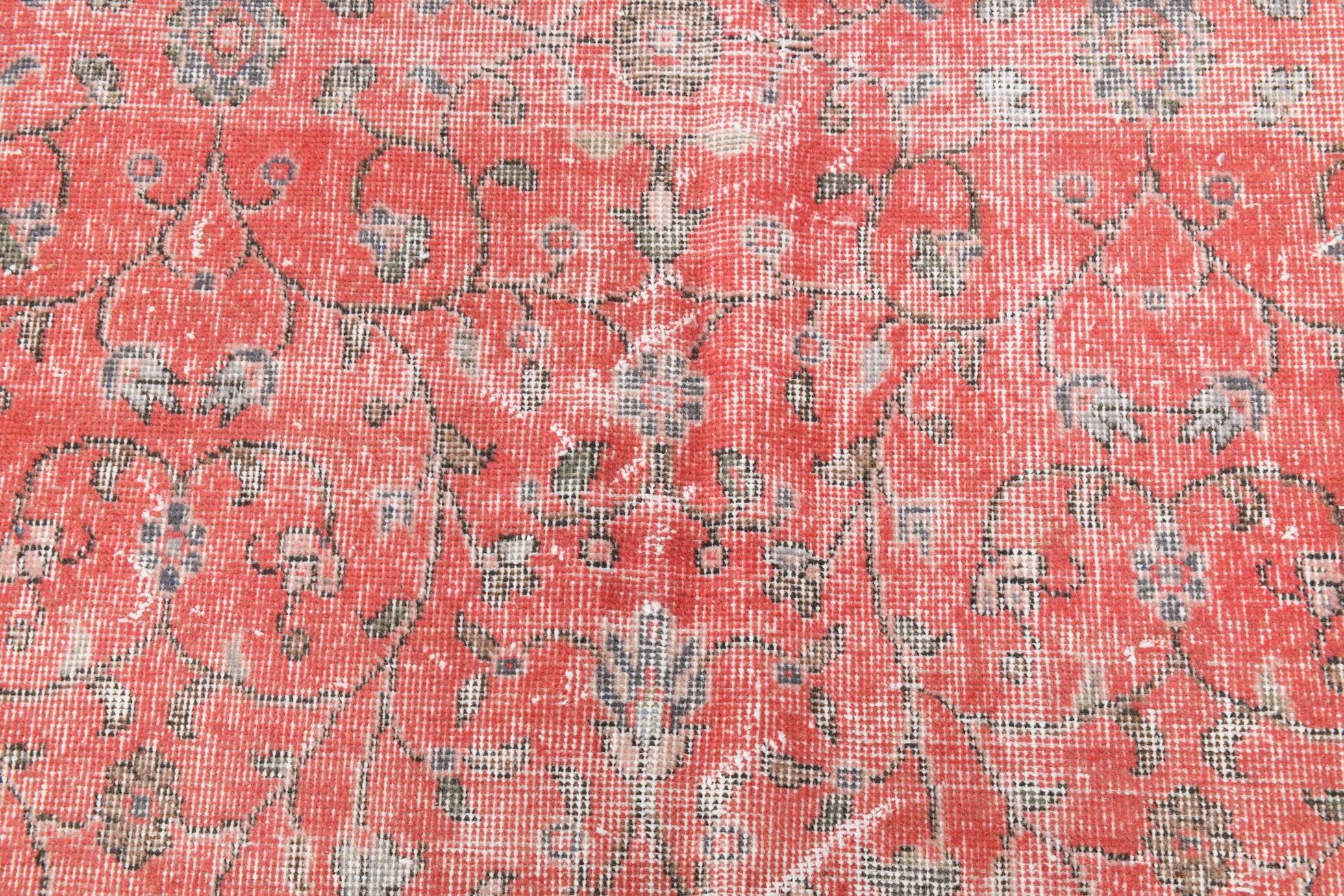 7x9 Turkish Soft Red Bordered Rug, 220x272 Cm