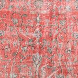 7x9 Turkish Soft Red Bordered Rug, 220x272 Cm