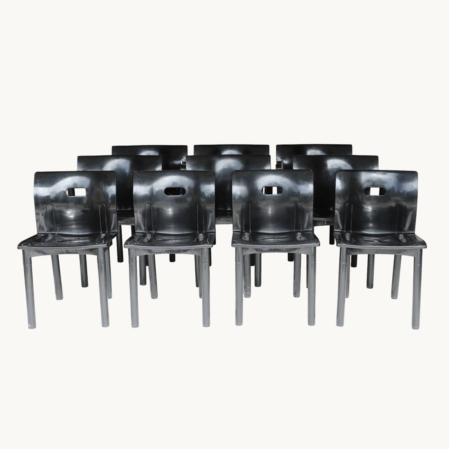 A set of chairs and armchairs, Anna Castelli for Kartell, Italy, 80s.