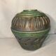 Vase boule art déco en terre cuite polychrome vers 1930