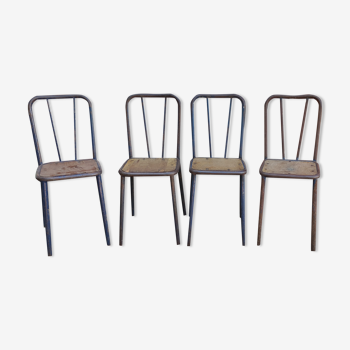 Series of 4 vintage metal children's chairs