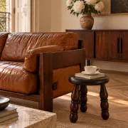 French Art Deco Tripod Stool in Chestnut, Attributed to Dudouyt, 1940s