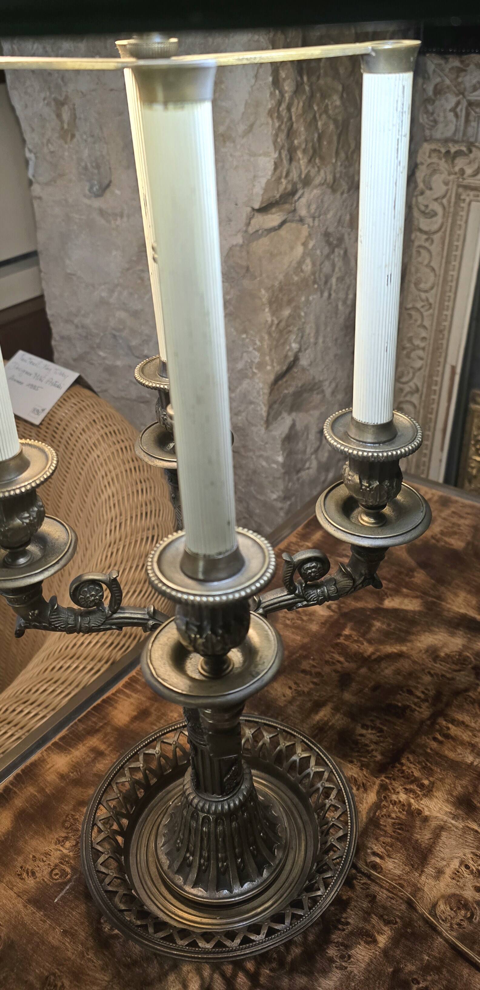 Empire style bronze hot water bottle lamp, early 20th century