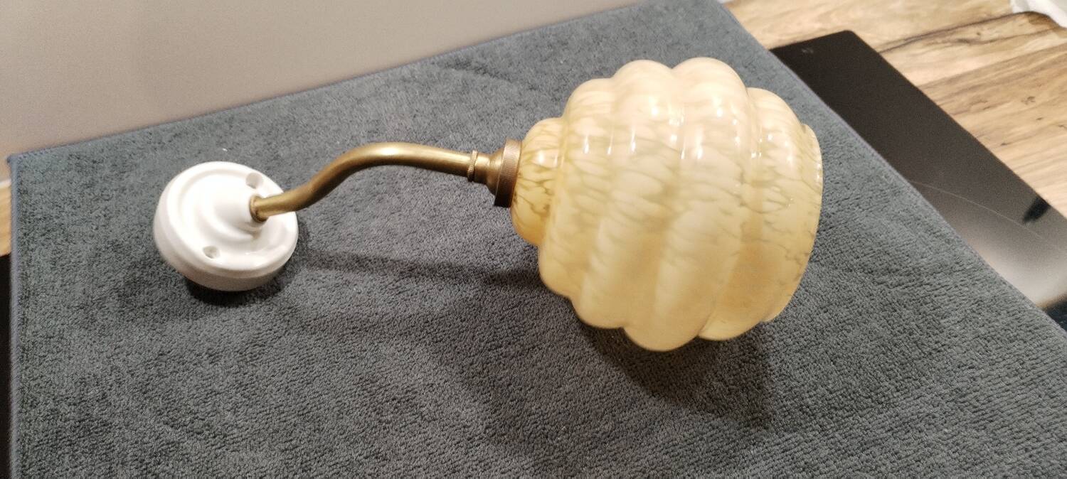 Clichy yellow glass swan neck wall light