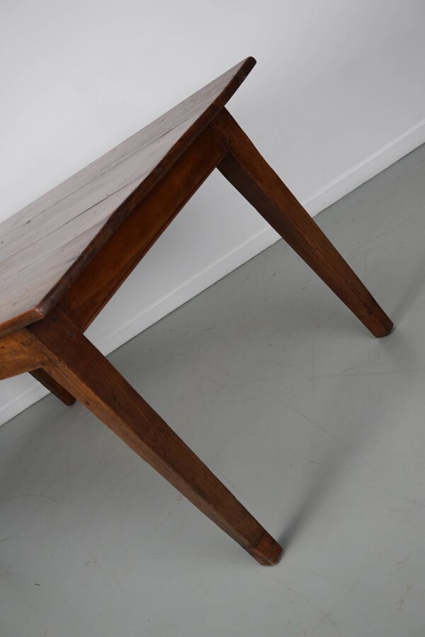 Table à manger rustique française du début du XXe siècle en bois fruitier et chêne