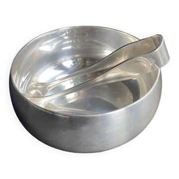 3183 – Christofle 20th century sugar bowl and tongs, this sugar bowl and tongs from the Maison