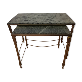 Vintage brass and marble nesting tables