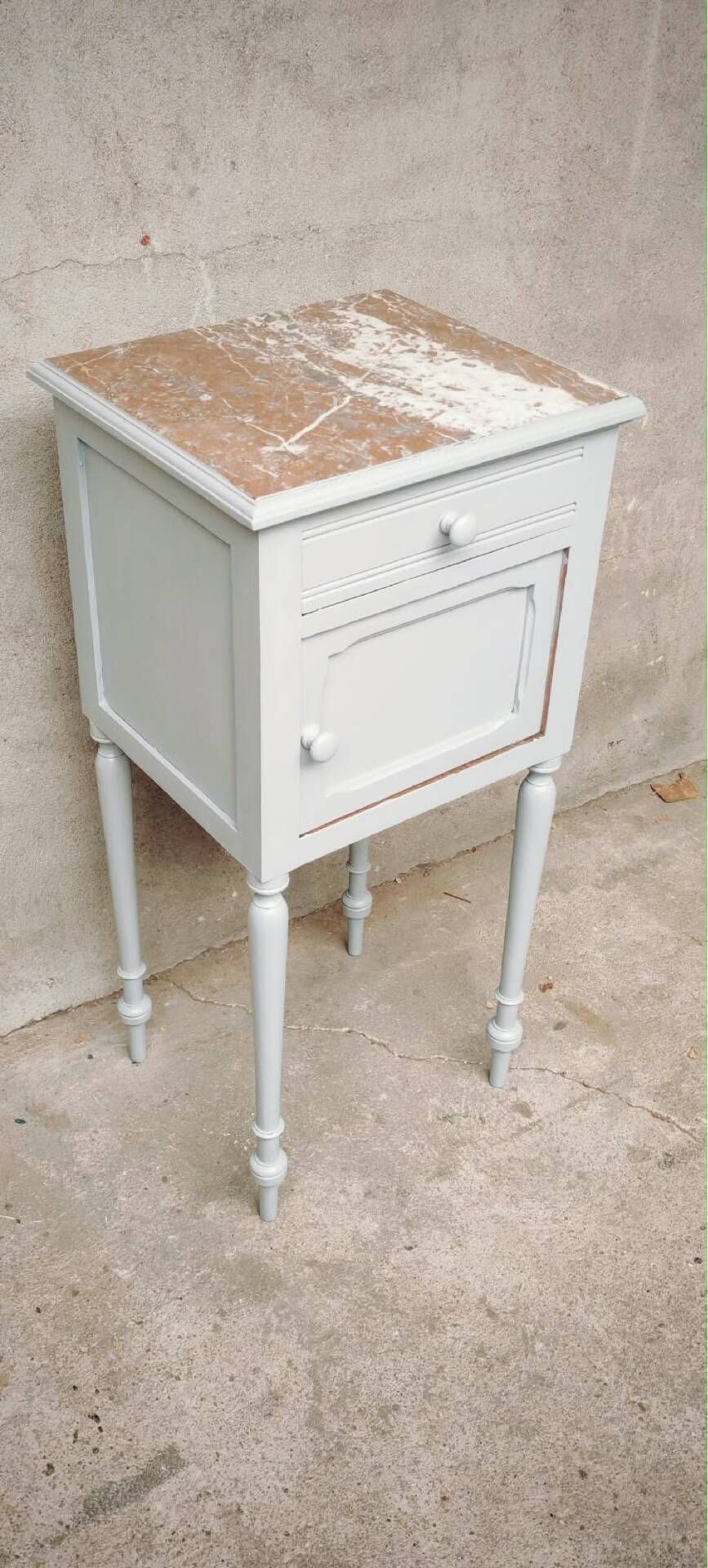 Antique bedside table with marble
