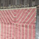 Handmade pure natural wool Berber rug in pink, size 150 x 250 cm.