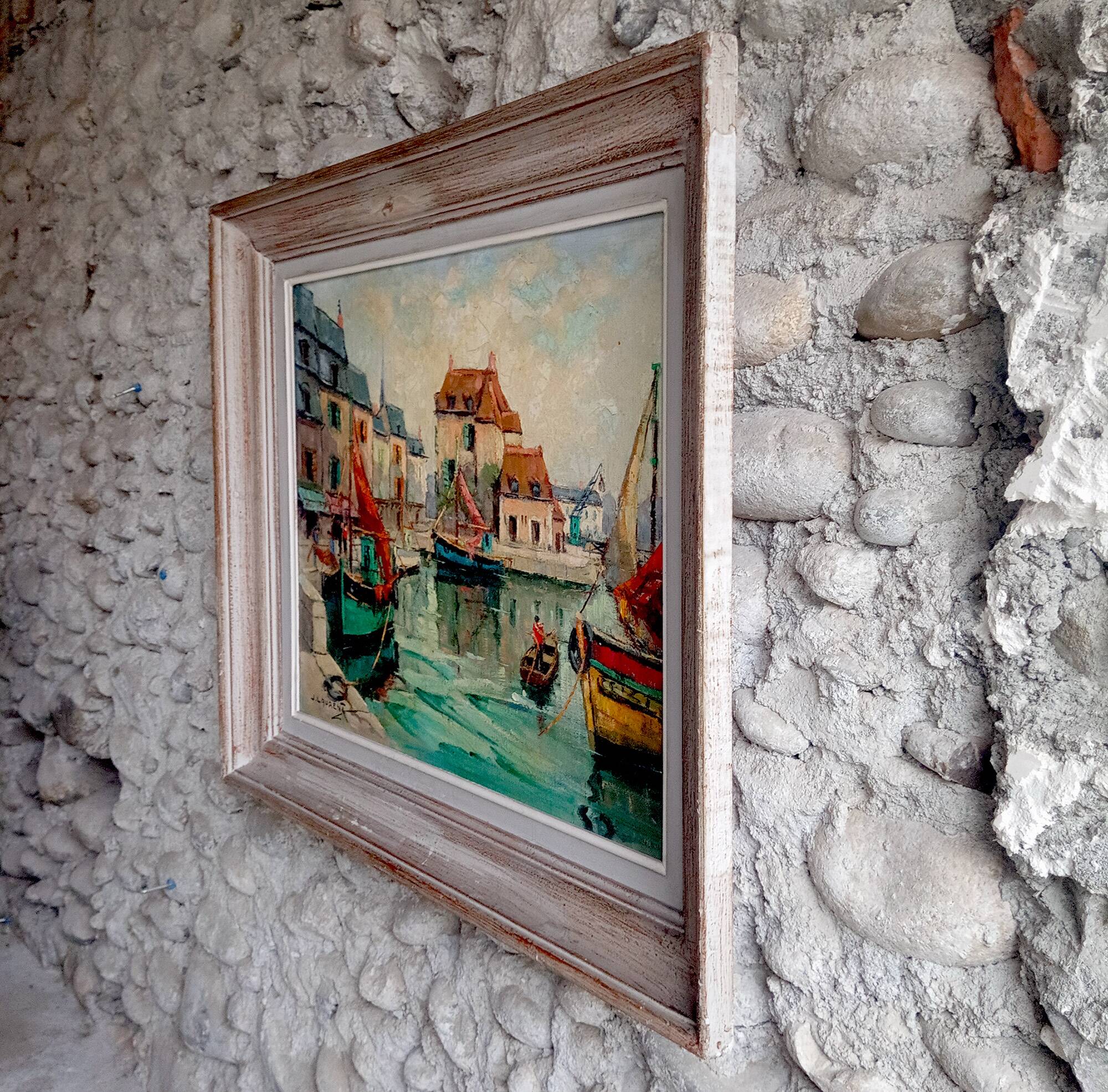 Oil painting Port of Honfleur signed