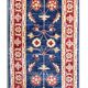 Tapis de couloir/escalier traditionnel en laine, noué à la main, motif floral bleu, 78 x 386 cm