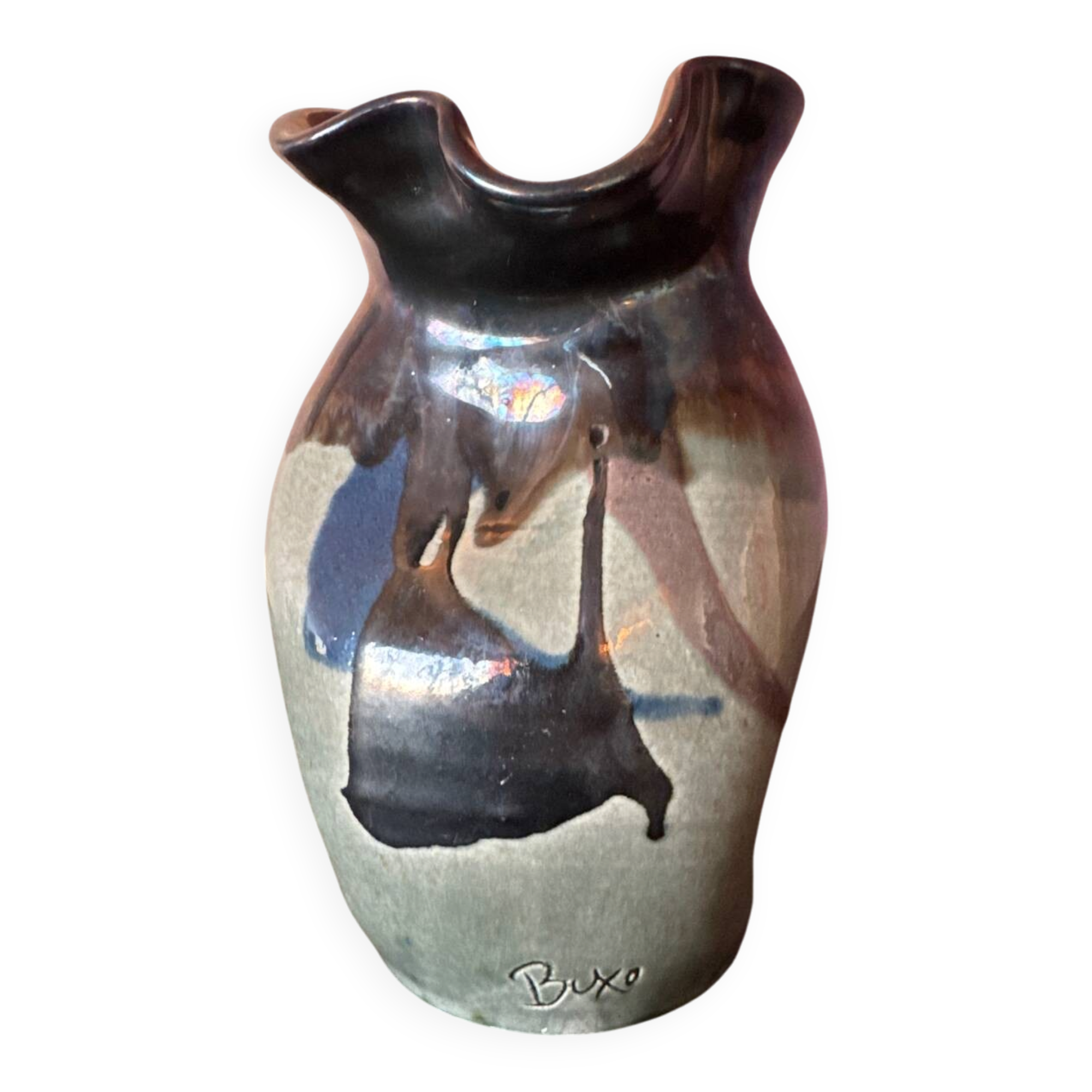 Vase en céramique signé Buxo – années 60 – céramique française vintage