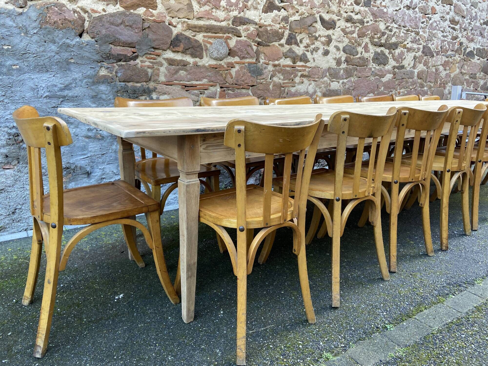 Incredible 400 cm farm table in fir 1900 brasserie natural raw wood