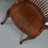 Pair of English Edwardian Oak Spindle Back Captains Office Desk Chairs