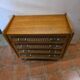 Vintage rattan and oak chest of drawers from the 60s