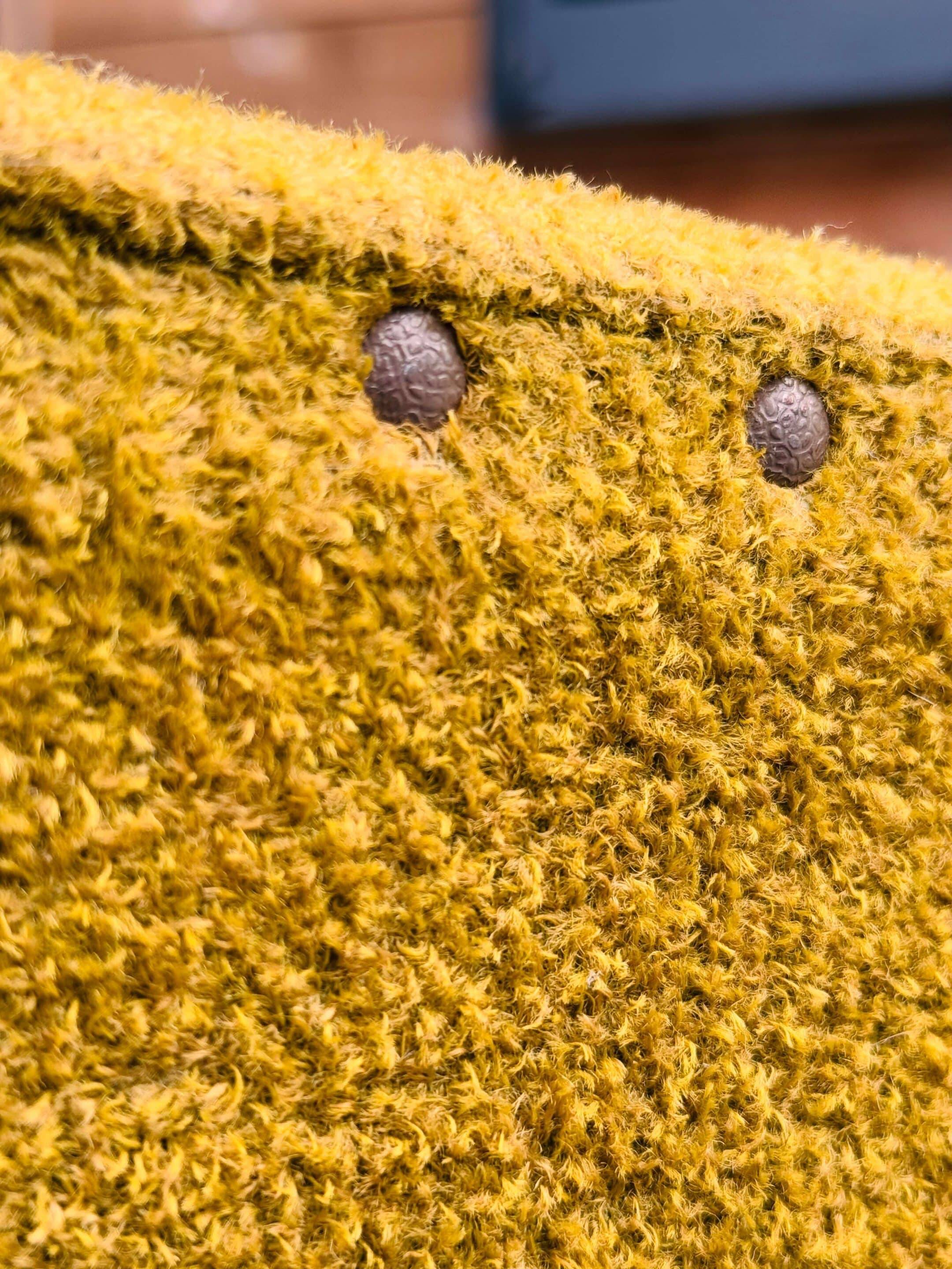 Vintage 60s armchair in cumin yellow terry fabric