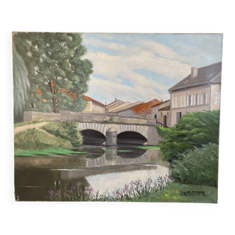 Oil painting on canvas jb maurice vecker (1896-1998) condé en barrois 197