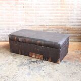 Banc coffre en patchwork de cuir vintage