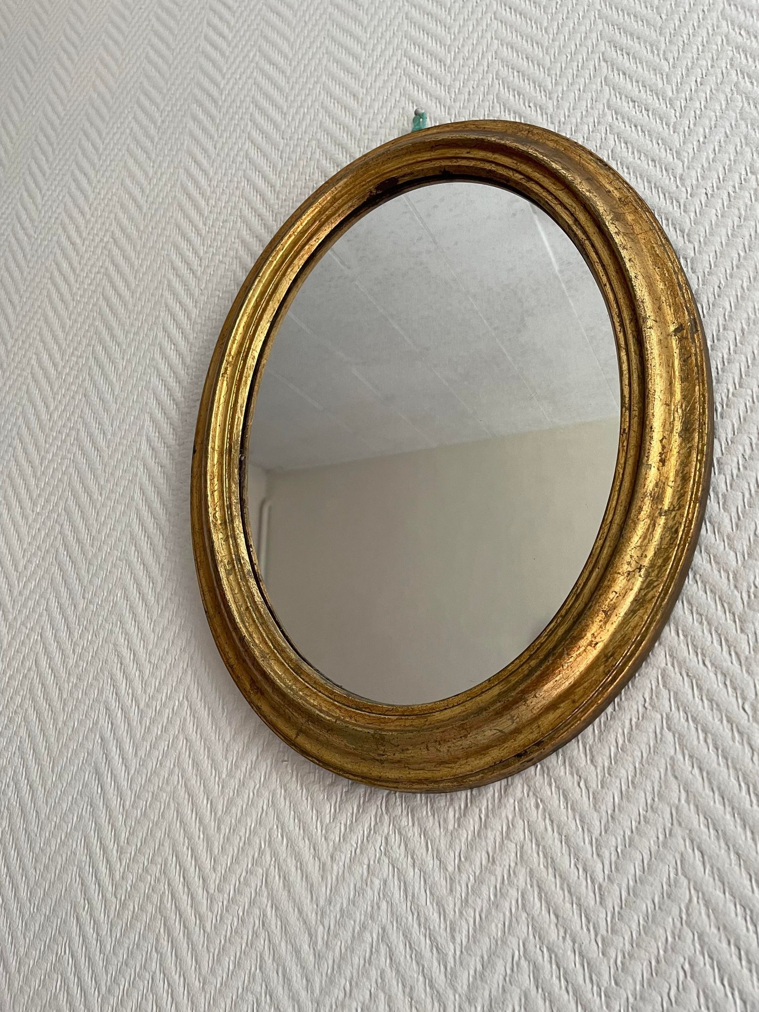 Mirror oval frame gilded wood