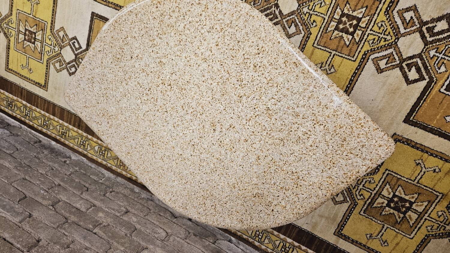 Eye-shaped marble coffee table