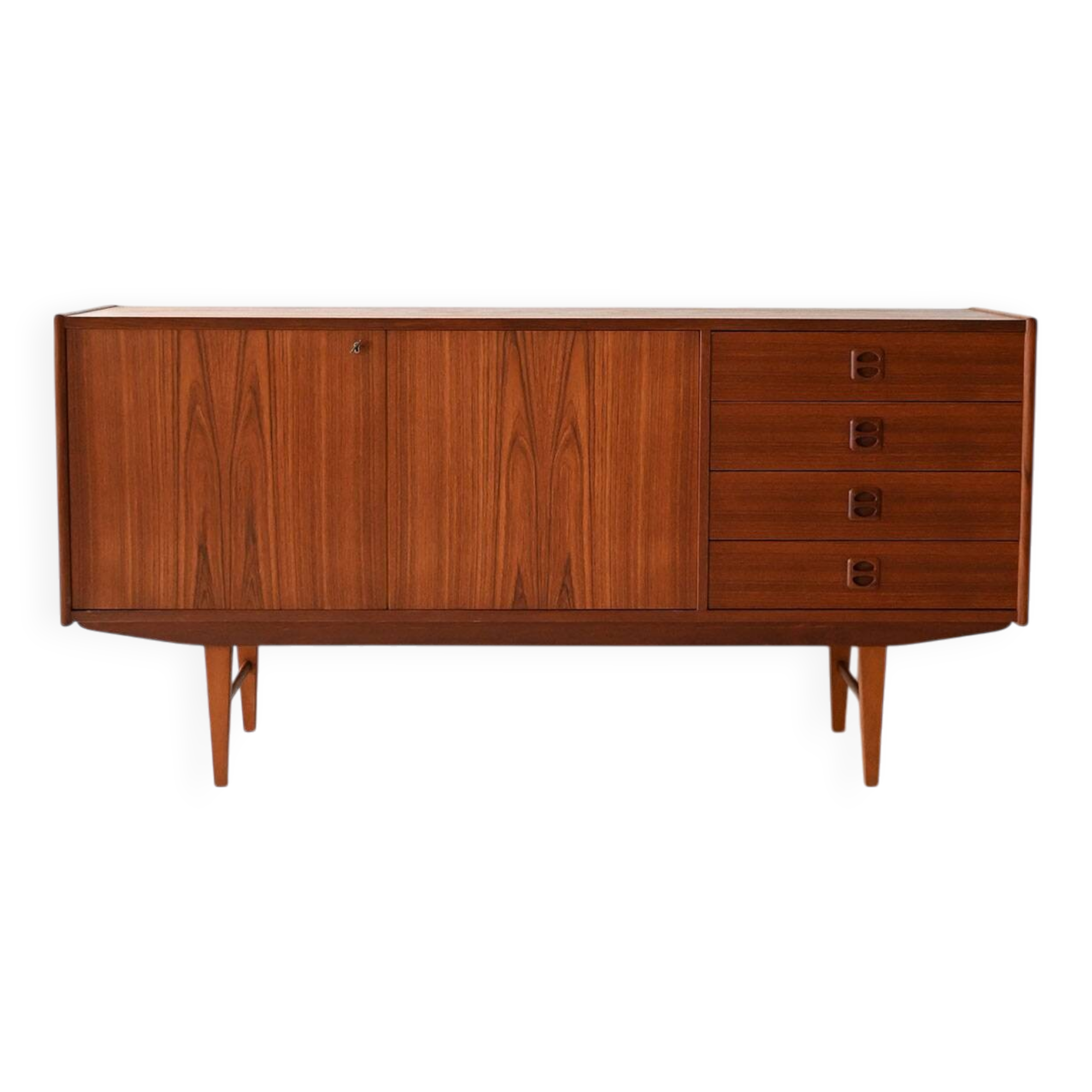 Vintage Scandinavian Teak Sideboard with Striking Grain