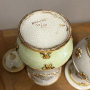 Gialletti Deruta : pair of vintage ceramic medicine jars circa 1950