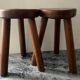 Pair of farmhouse stools in solid oak