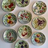 10 fruit decoration plates - St Clément - Barbotine - diam.21
