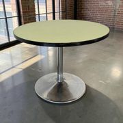 Vintage mint green round coffee table/side table with chrome legs.