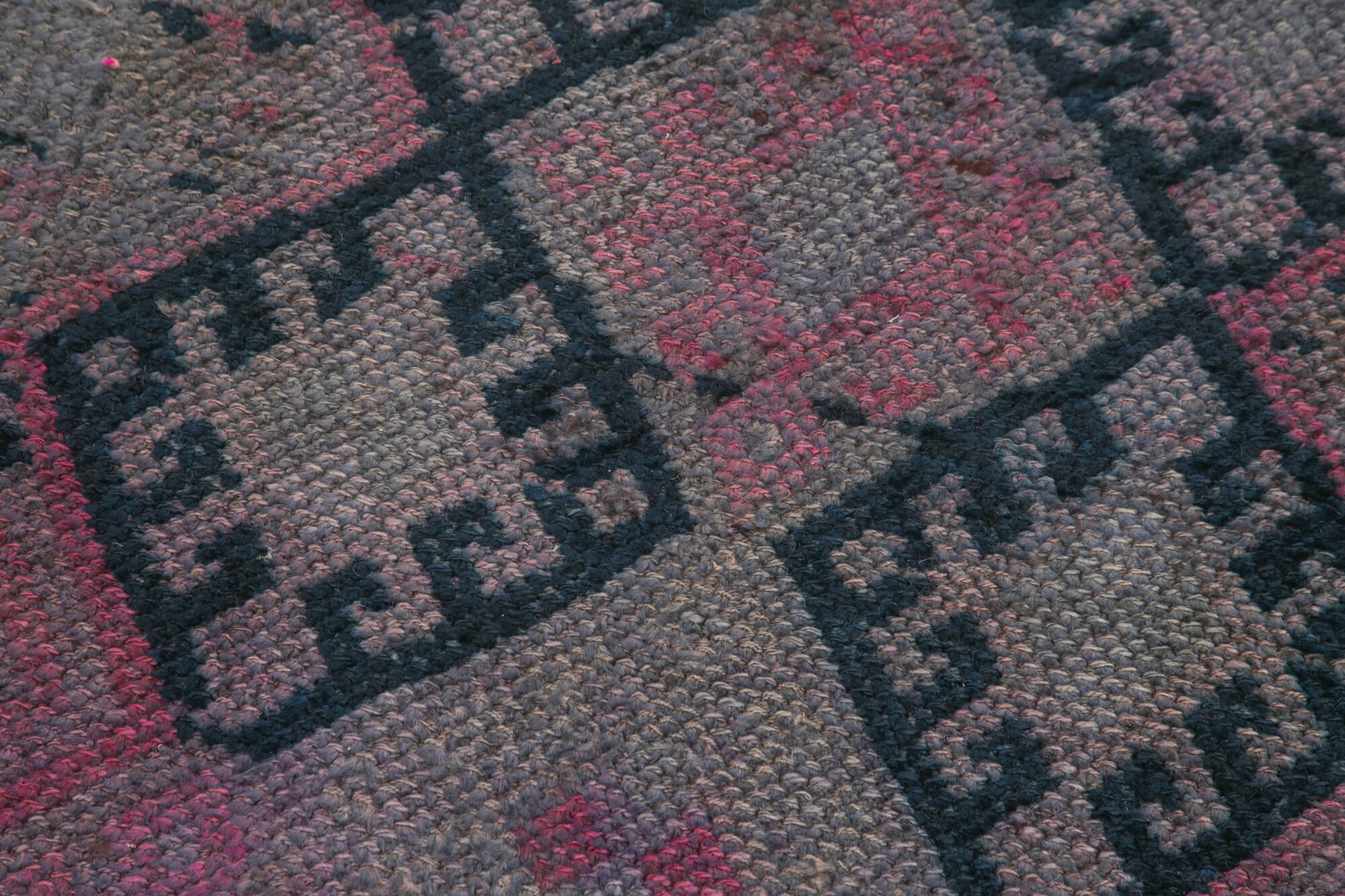 Handwoven vintage anatolian purple runner rug 78 cm x 311 cm