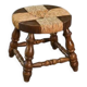 Brutalist stool in beech and rush 1960s