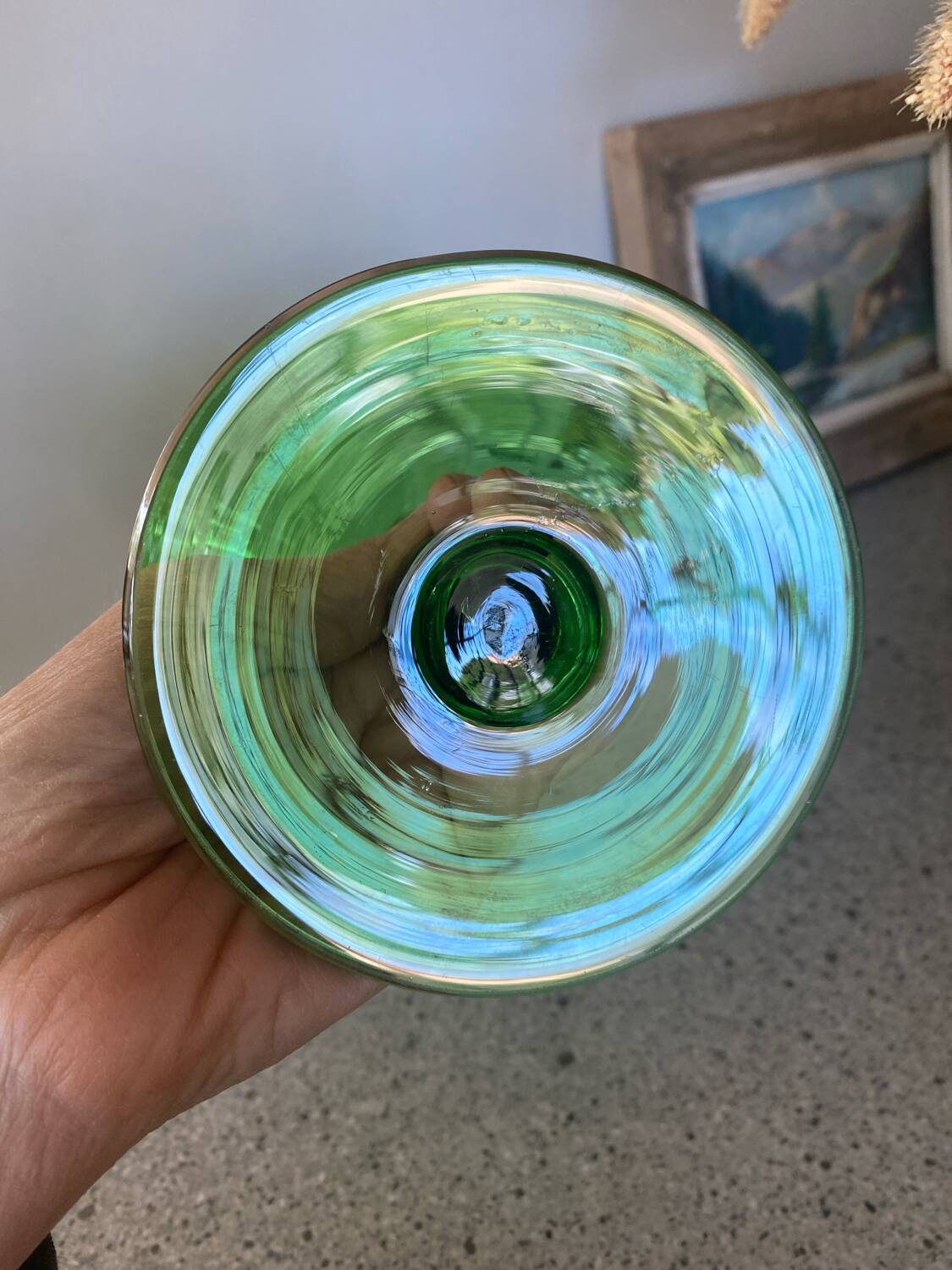 Green blown glass vase